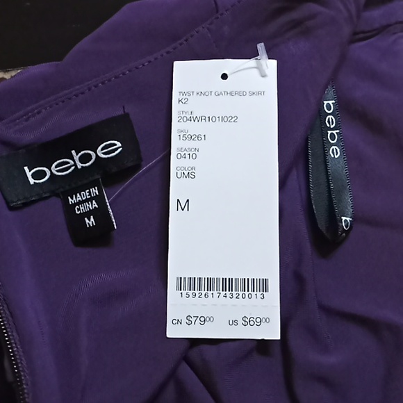 BEBE 3 in 1 Garment. Mini Skirt, Pencil Skirt & Dress. NWT. Beautiful Purple!(M) - Picture 9 of 12